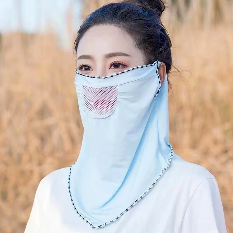 Fashion Sunscreen Mask For Women Summer Face Mask UV Protection Neck Scarf Outdoor Sports Cycling Breathable Ice Silk Scarfs