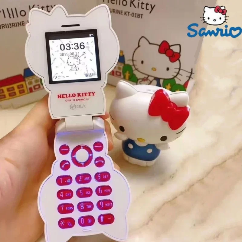 Limited Edition Sanrio Foldable Phone Hello Kitty Anime Peripheral Call Function Multi Language Switching Children'S Cute Gifts