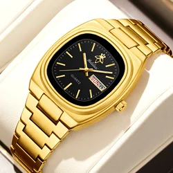 YaLaLuSi Authentic Women's Quartz Watch Hot Brand Dual Calendar Function Gold Case Black Face Comes with a Gift Box