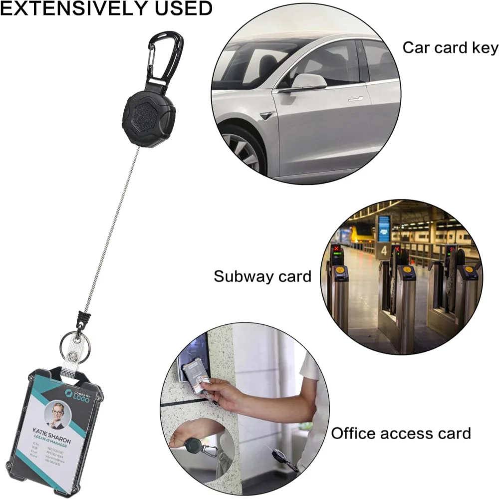 

Mountaineering Snap Button Heavy Duty Retractable Badge Reel Wire Rope Strong Steel Id Card Holder Case Cover Outdoor Keychain