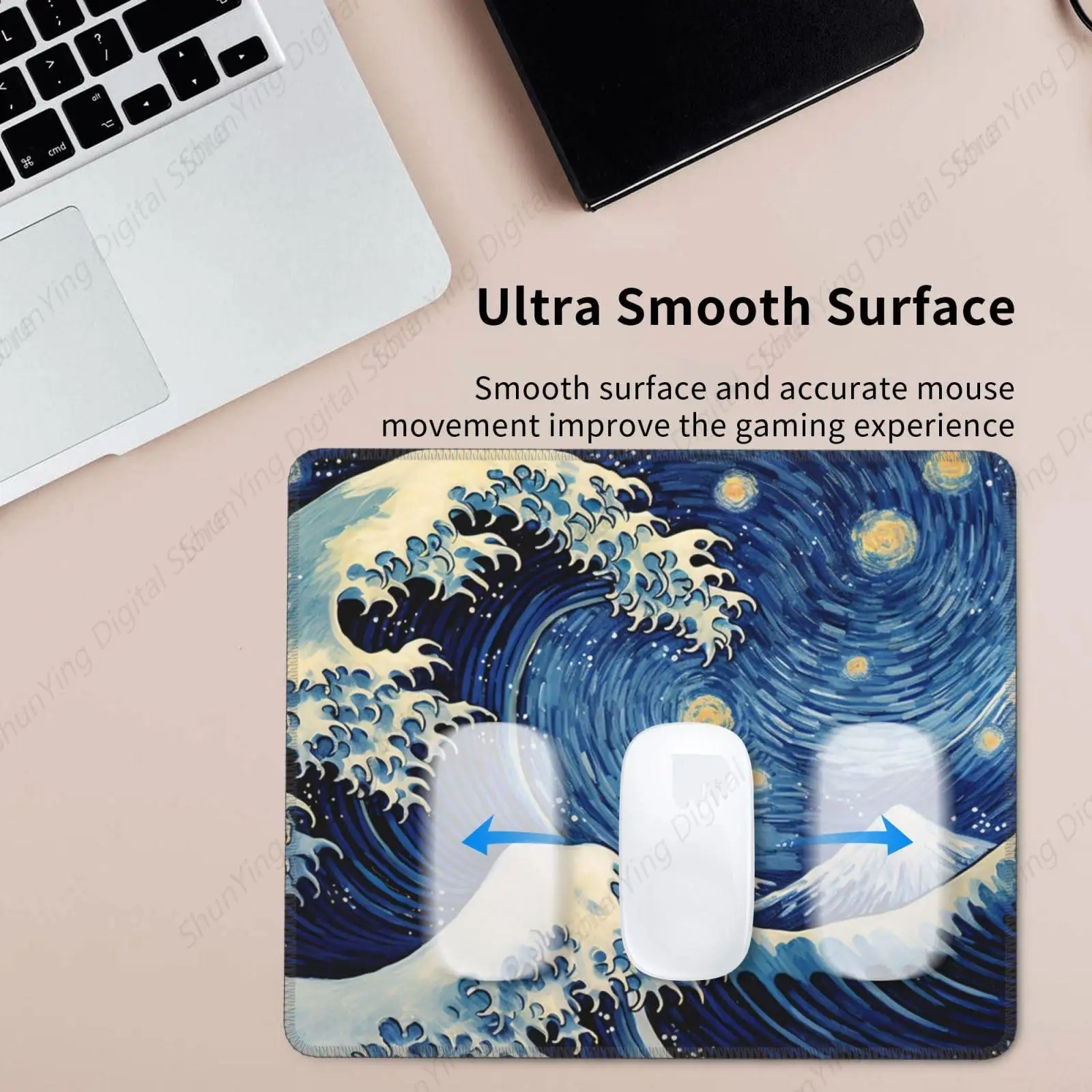 Blue Wave Mouse Pad Anti Slip Rubber Gaming Mouse Pad Suitable For Office Mouse Pads On Laptops 18*22cm