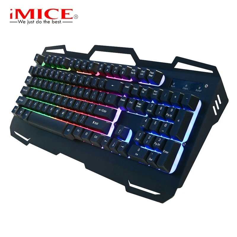 Ak-400 Tri Color Glowing Usb Wired Mechanical Feel Metal Gaming Keyboard With Cool Appearance And Dazzling Light Effects