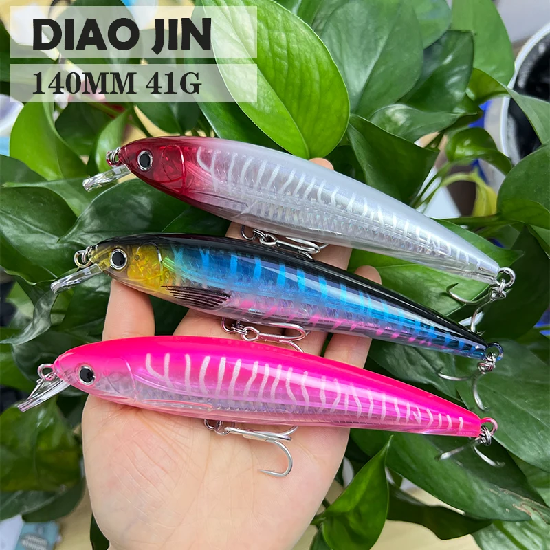 Trolling Minnow Large Saltwater Lure 41g 140mm Sea Artificial Fishing Bait Pesca For Bass Tuna Floating Minnow Fishing Lure