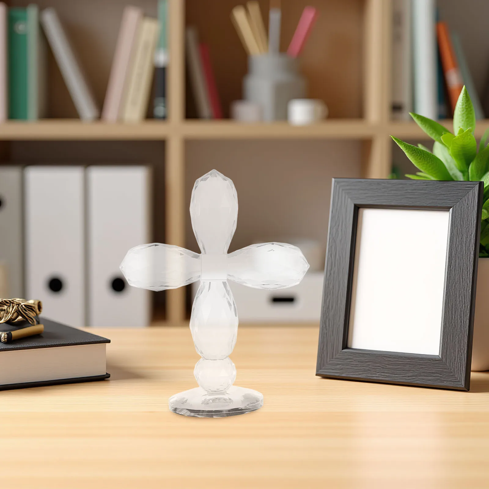 

Sturdy Glass Cross Ornament Elegant Standing Christian Decorative Piece for Living Room Entryway Shelf Christmas Celebration