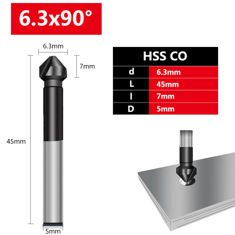 1pc M35 3 Flute 90Degree Plating Countersink Drill Bit Chamfering Tools Cutter Chamfer 6.3 8.3 10.4 12.4 16.5 20.5mm