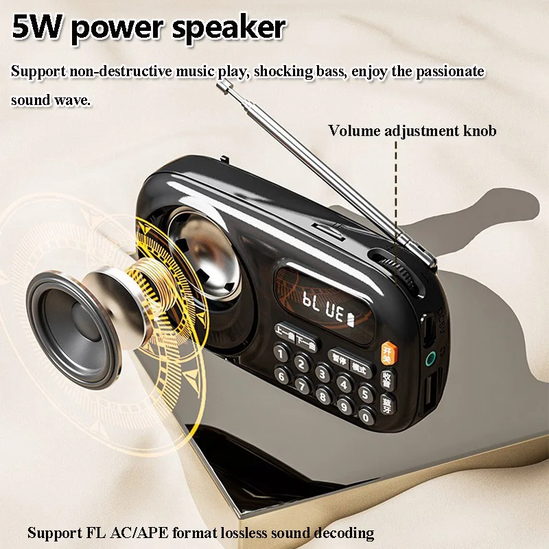 หน้าจอ LED แบบพกพาวิทยุ FM แผนกต้อนรับที่ดีที่สุด 70-108mhz วิทยุในตัว 5W ลําโพงไร้สาย Bluetooth Soundbar เครื่องเล่นเพลง