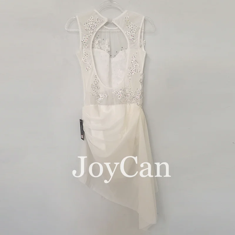 JoyCan Lyrical Dance Dress White  Jazz Dance Costume Pole Dancing Clothes Girl Performance Training