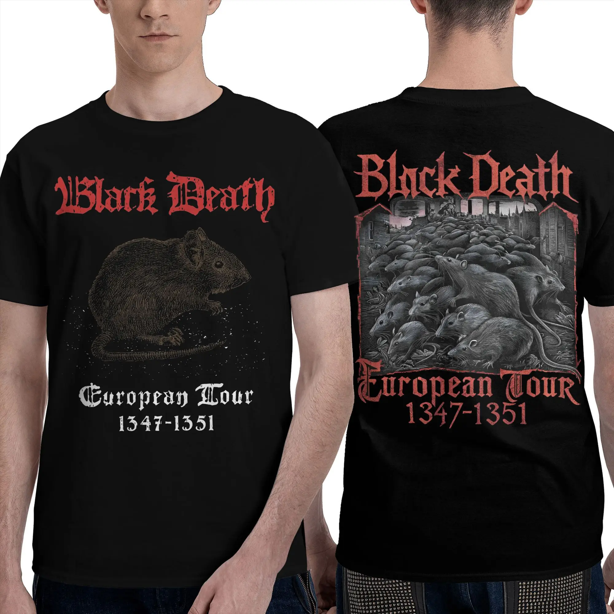 Black Death t-shirts pour hommes 100% coton Vintage T-Shirt col rond Tour européen T-Shirt à manches courtes hauts nouveauté