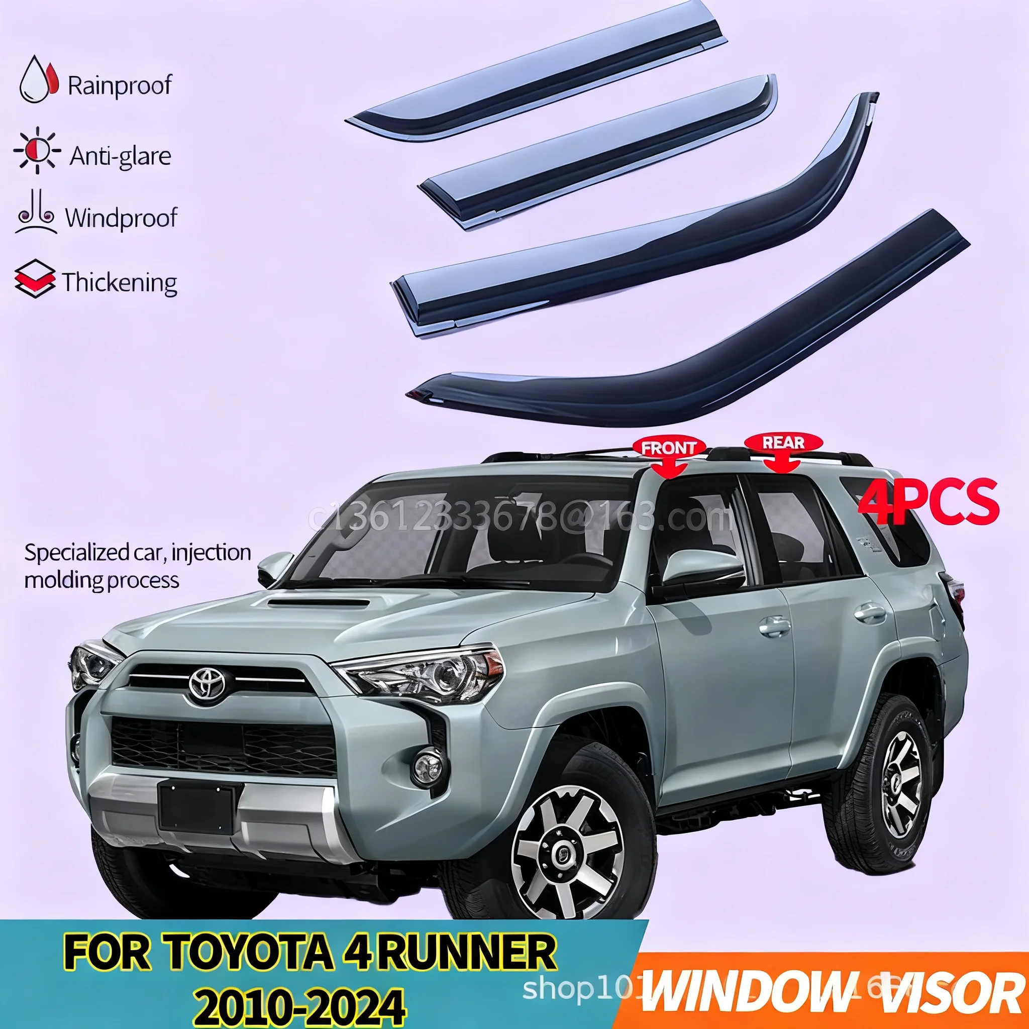 

Window sun visor, car accessory, exterior decoration, suitable for Toyota 4 RUNNER models after 2010