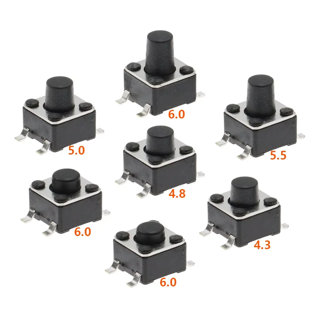 50PCS/100PCS Mini Switches 4.5x4.5*3.8-9mm Panel PCB Momentary Tactile Tact Switch Micro Push Button Switch SMT 4Pin