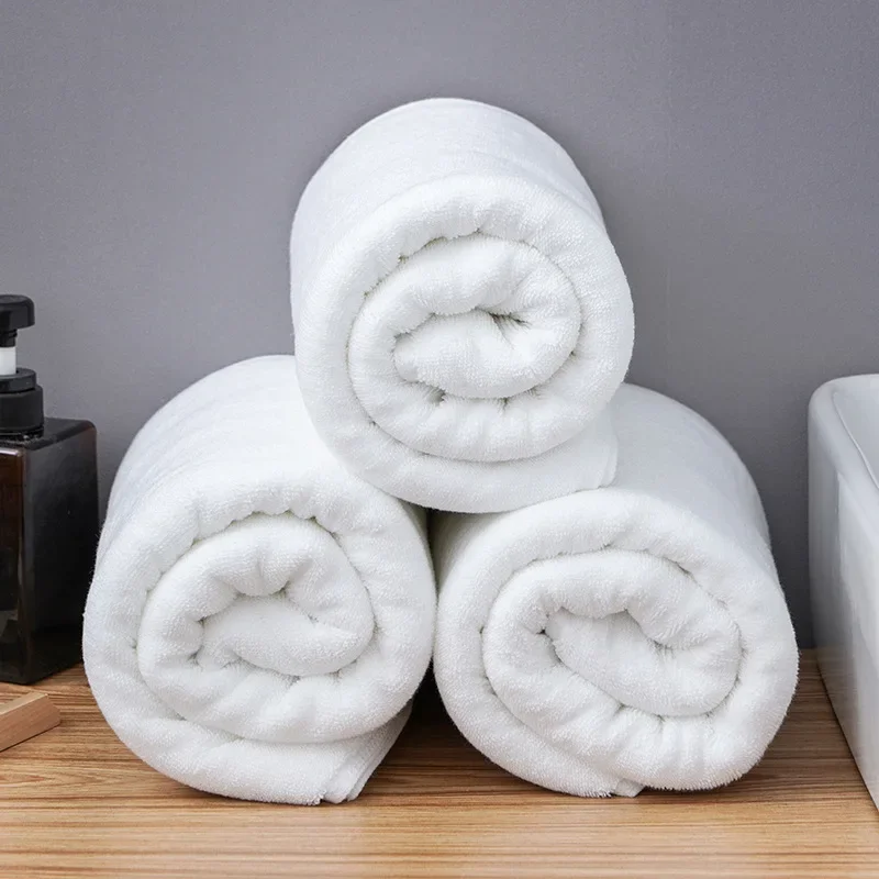 Thickened Cotton White Hotel Bath Towels Club Homestay Hot Spring Absorbent Towel Multi-Purpose Sports Fitness Soft Home Textile