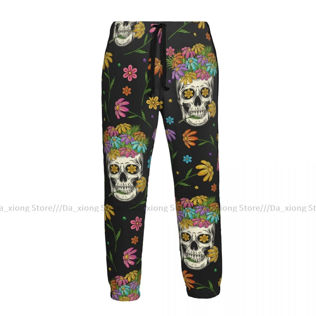 

Men Jogging Pants Streetwear Loose Casual Trouser Chamomiles Skulls Man Pants Sweatpants