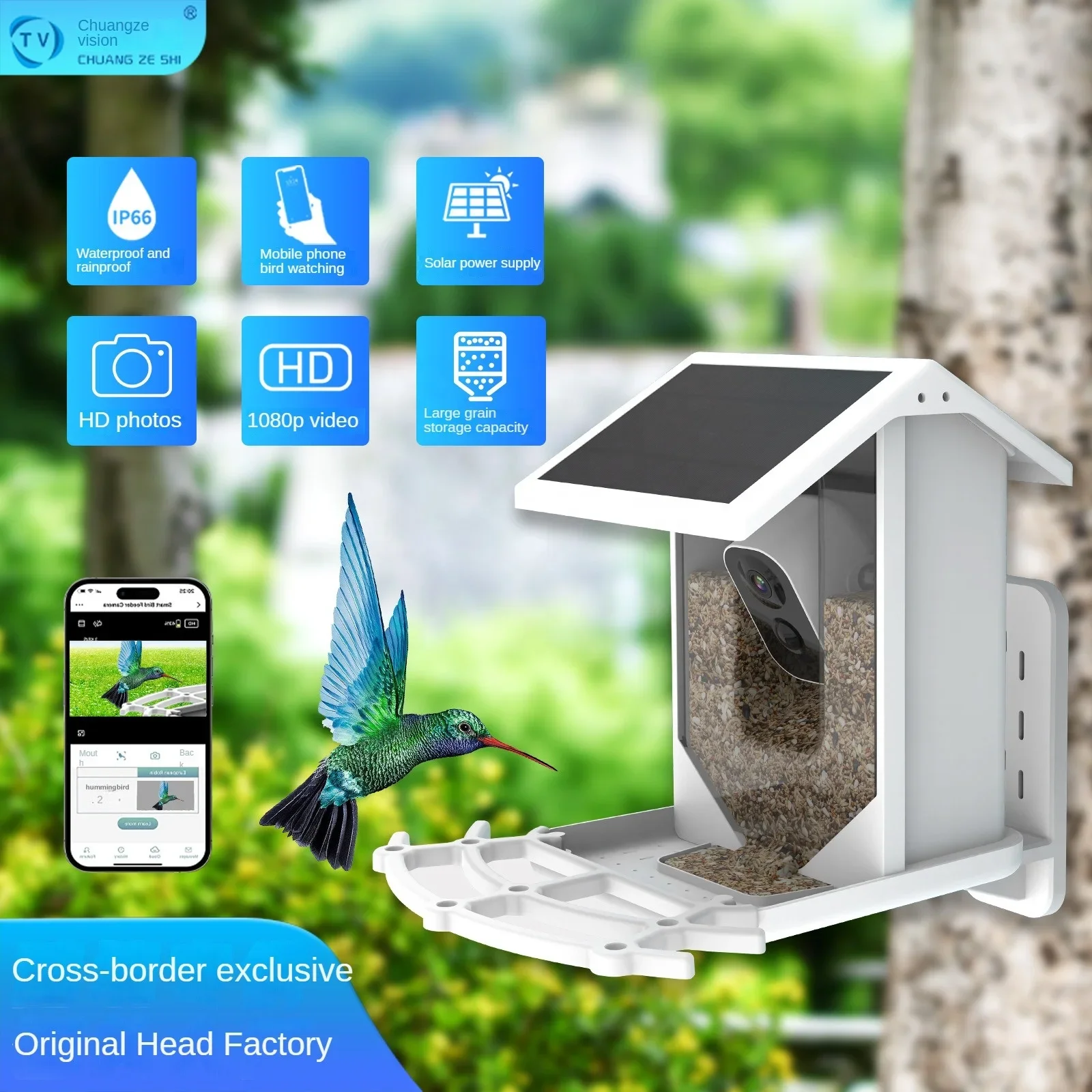 Solar Smart Bird Feeders With Camera 1080HD Night Vision Camera AI Recognition Bird Species Feeder Connection Auto Capture