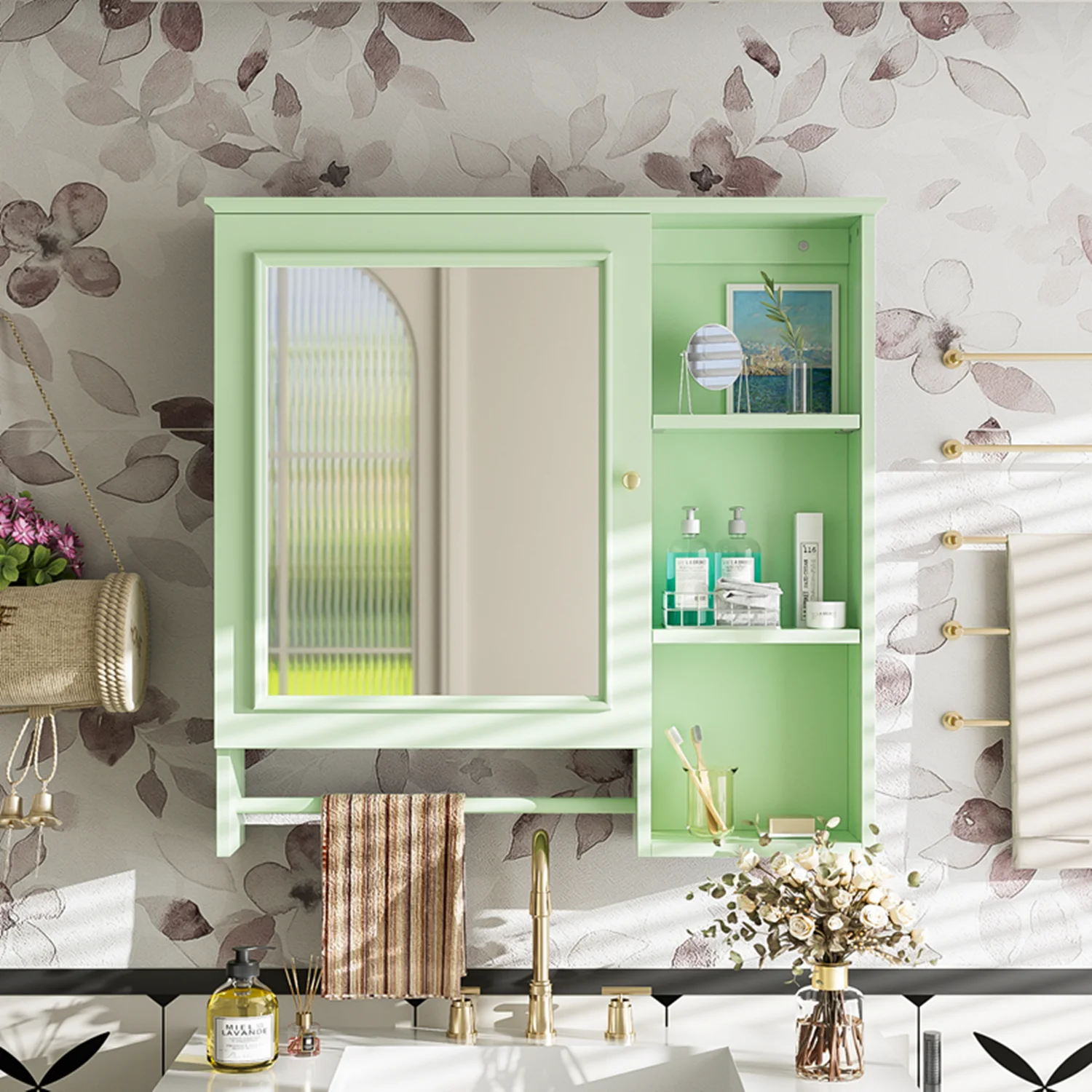 Wall Mounted Bathroom Storage Cabinet Medicine Cabinets with large mirror door adjustable shelves (Not Include Bathroom Vanity )