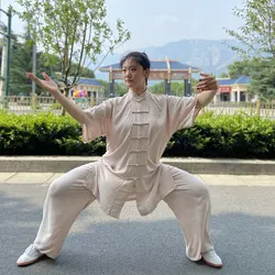 USHINE Unisex Traditional Chinese Clothing 6 Colors Long Sleeve Wushu TaiChi KungFu Uniform Tai Chi Uniforms Exercise Clothing