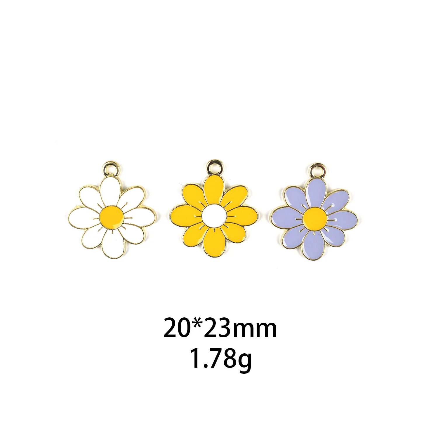 10pcs Yellow Purple White Flowers Metal Enamel Charms 20*23mm Pendants Ornaments Beads for Bracelet Earrings Jewelry Making