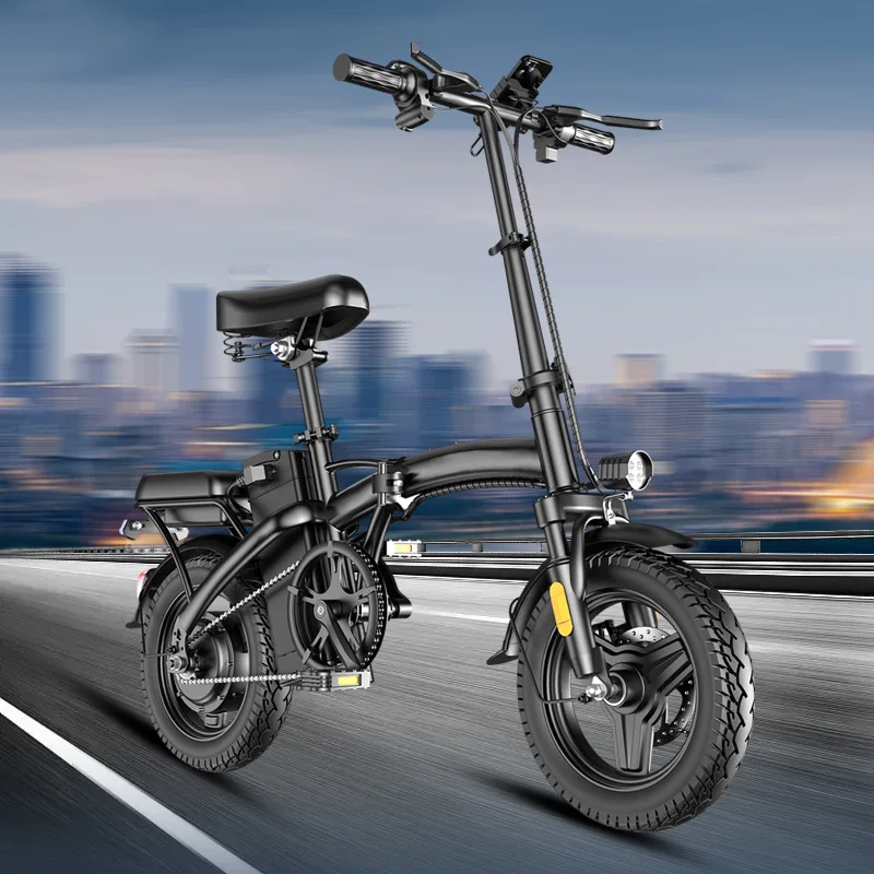 Ultra-light portable motorcycle, small transportation folding electric two-wheeler 14-inch lithium battery battery car