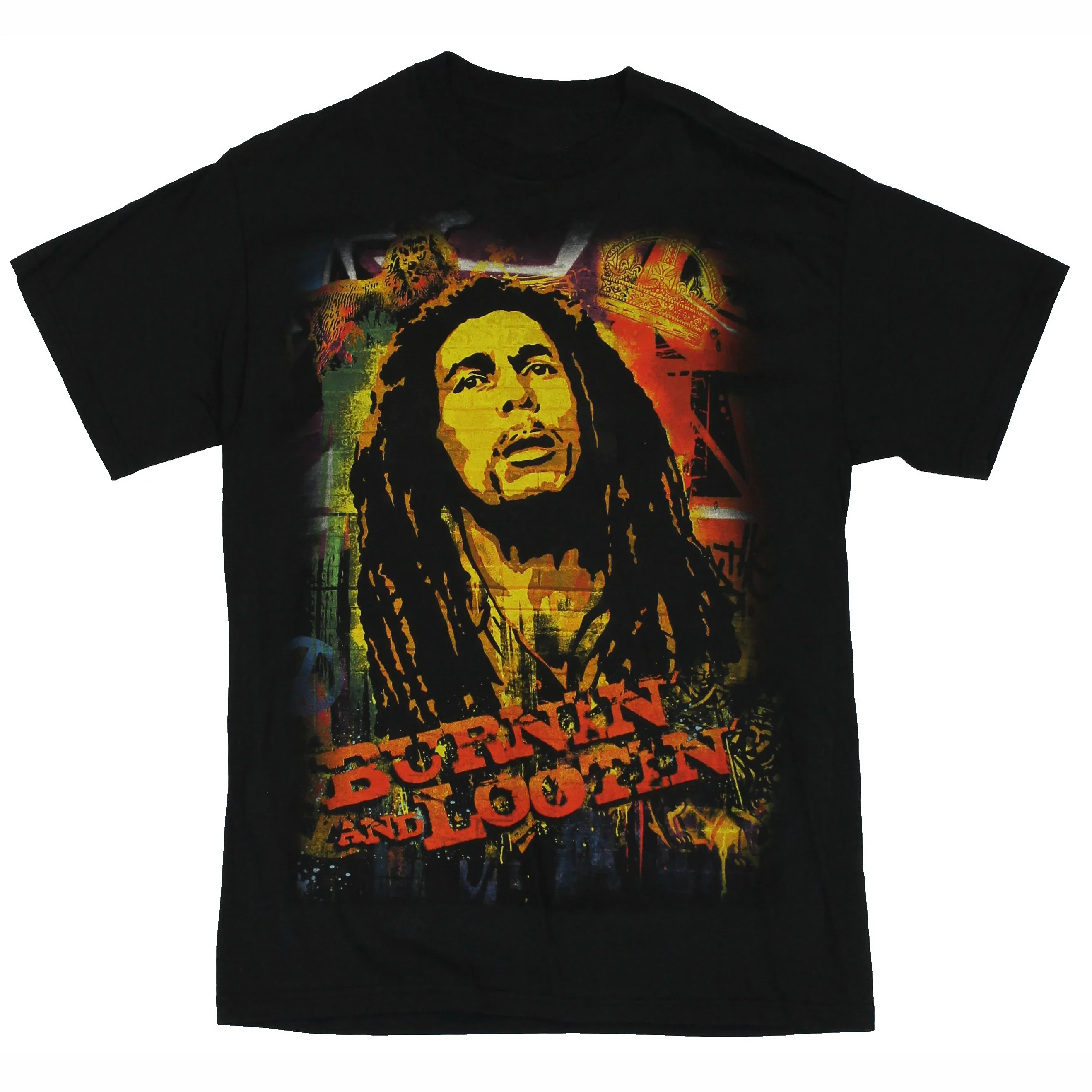 Burning and Looting. Reggae Music Bob Marley T Shirt New 100% Cotton Short Sleeve O-Neck T-shirt Casual Mens Top