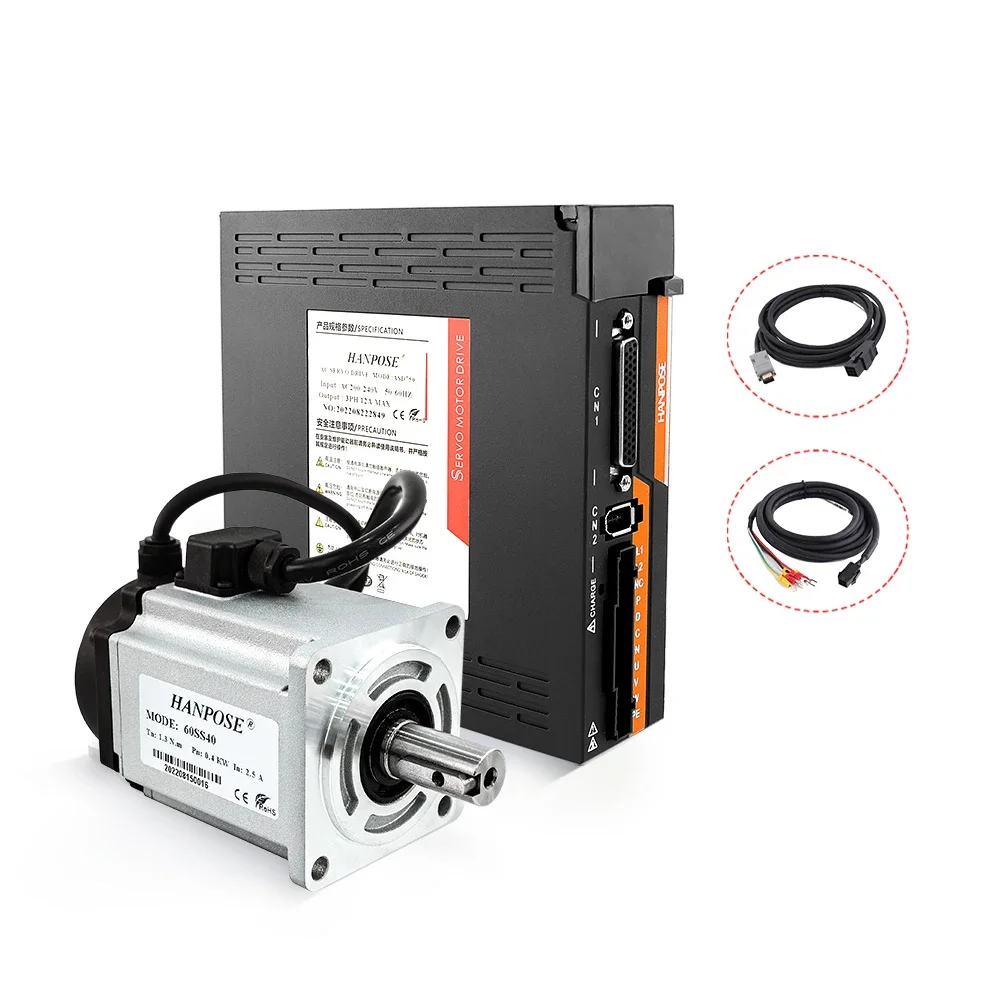 AC Servo Motor Drive Kit ASD240 220V 1.3N.m 2.5A 3000-6000rpm VAC 400W 60SS40 for Cutting Machine 0.4kw Servo Motor