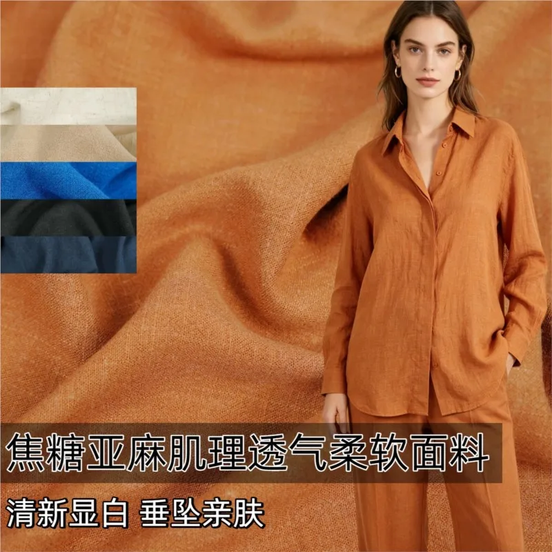 Linen solid color drape ramie fabric shirt is made of hand-made for clothes and trousers