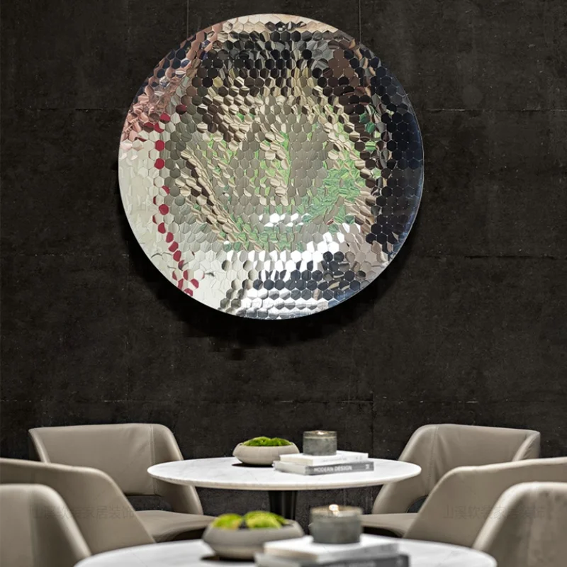 Custom Modern Electroplated Interior Wall Stainless Steel Metal Round Mirror Wall Decoration Wall Art Metal