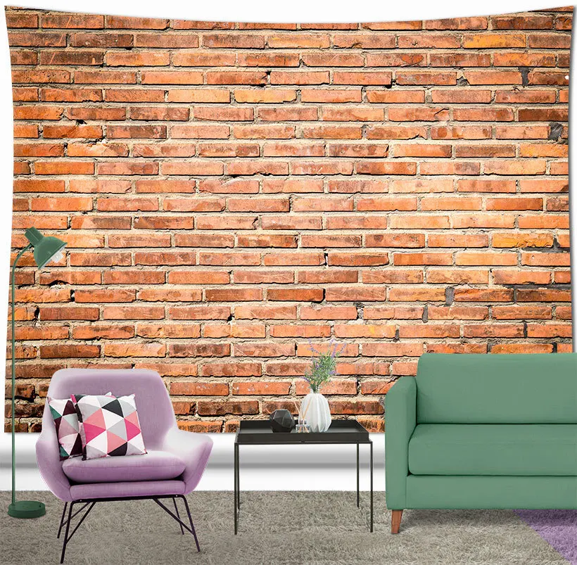 

Digital Printed Brick Wall Tapestry, Bedroom Hanging Fabric, Living Room Decoration Background Fabric