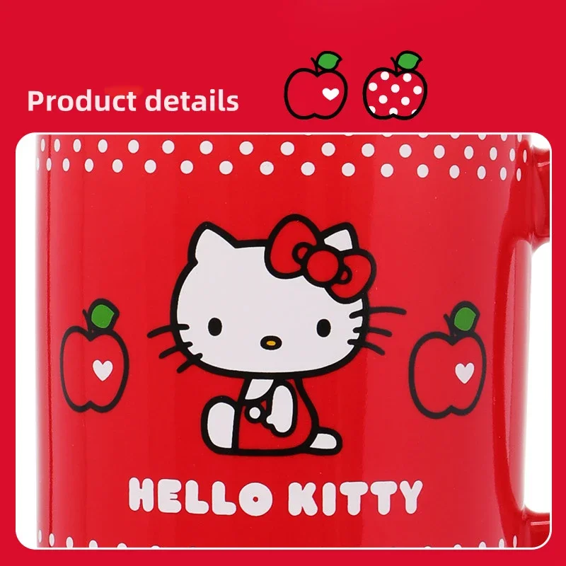 MINISO Ceramic Cup Hello Kitty Apple Season Series Kawaii Large Capacity Home Office Birthday Gift Children Toys Peripheral