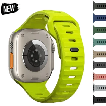 애플 워치용 실리콘 스포츠 밴드, 울트라 밴드, 49mm, 40mm, 41mm, 42mm, 49mm, 44mm, 45mm, 고무 스트랩, iwatch 시리즈 9, 8, 7, 3, 5, 6, 4