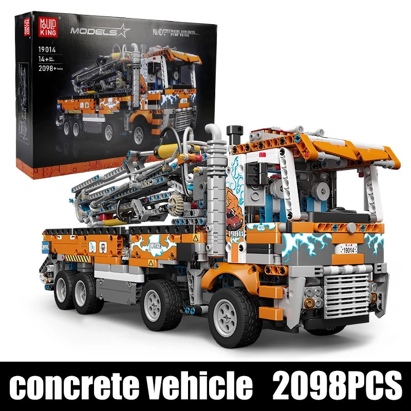 Mould King 19014 Technisches Auto-Spielzeug Das MOC-89879 Pneumatische Betonpumpen-LKW-Modell Baustein-Set Kinder Weihnachtsgeschenke