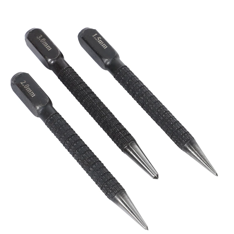 3Pcs High-Carbon Steel Center Punch Set 10Cm Non Slip Center Punch For Alloy Steel Metal Wood Marking Drilling Tool