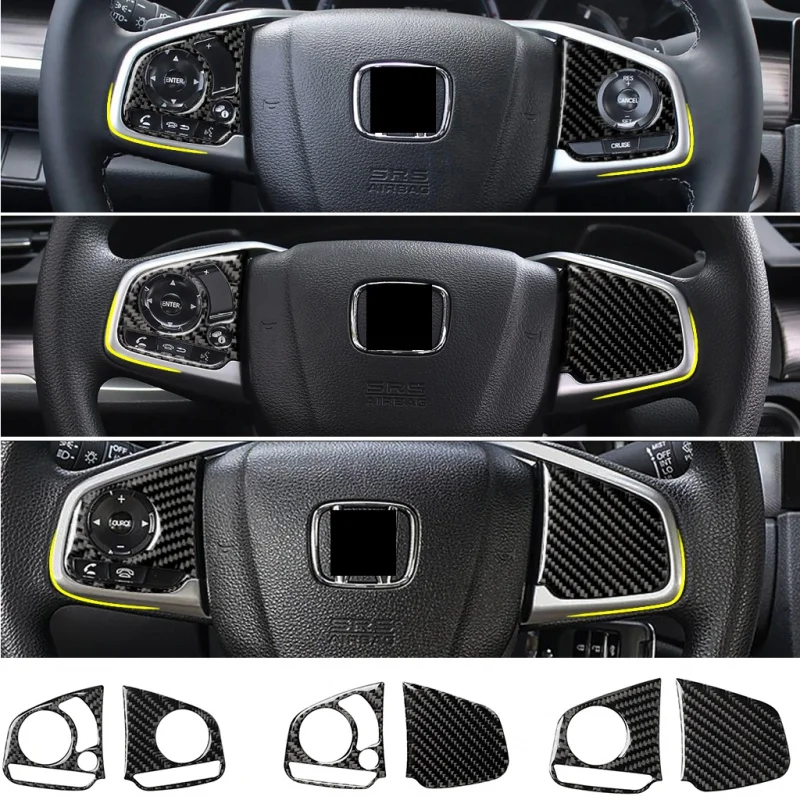 

Steering Wheel Button Decoration Carbon Fiber Car Stickers For 2016-2019 HONDA 10Th Generation CIVIC Interior Accessories
