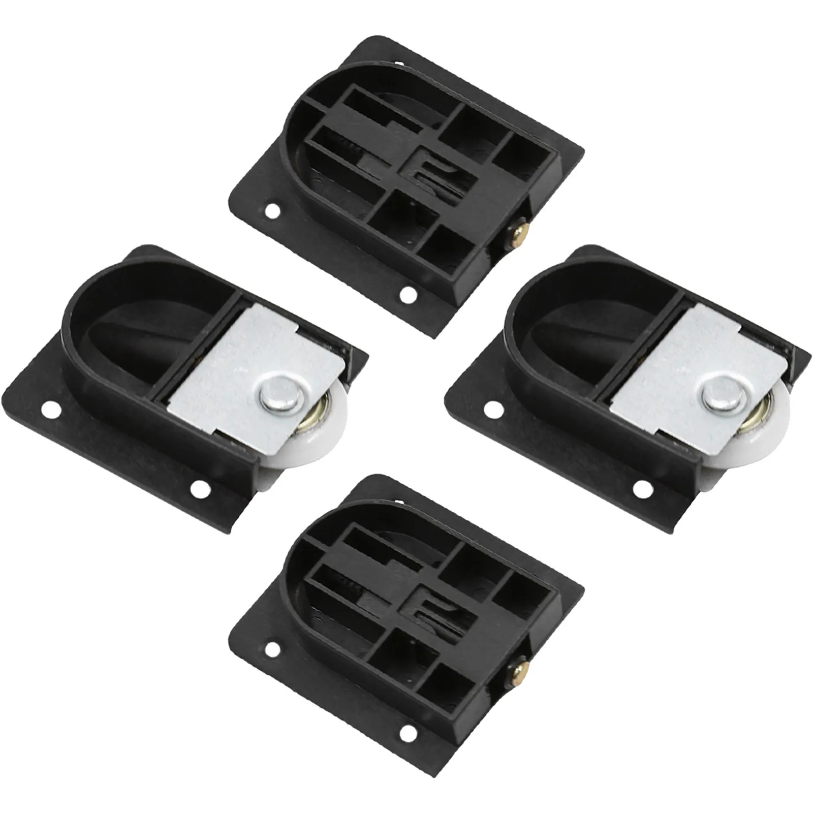 4Pcs Black Plastic Sliding Door Wheel Set Smooth Quiet Bearing Roller for Wardrobe Closet Cabinet Door Stable Long-Lasting Use