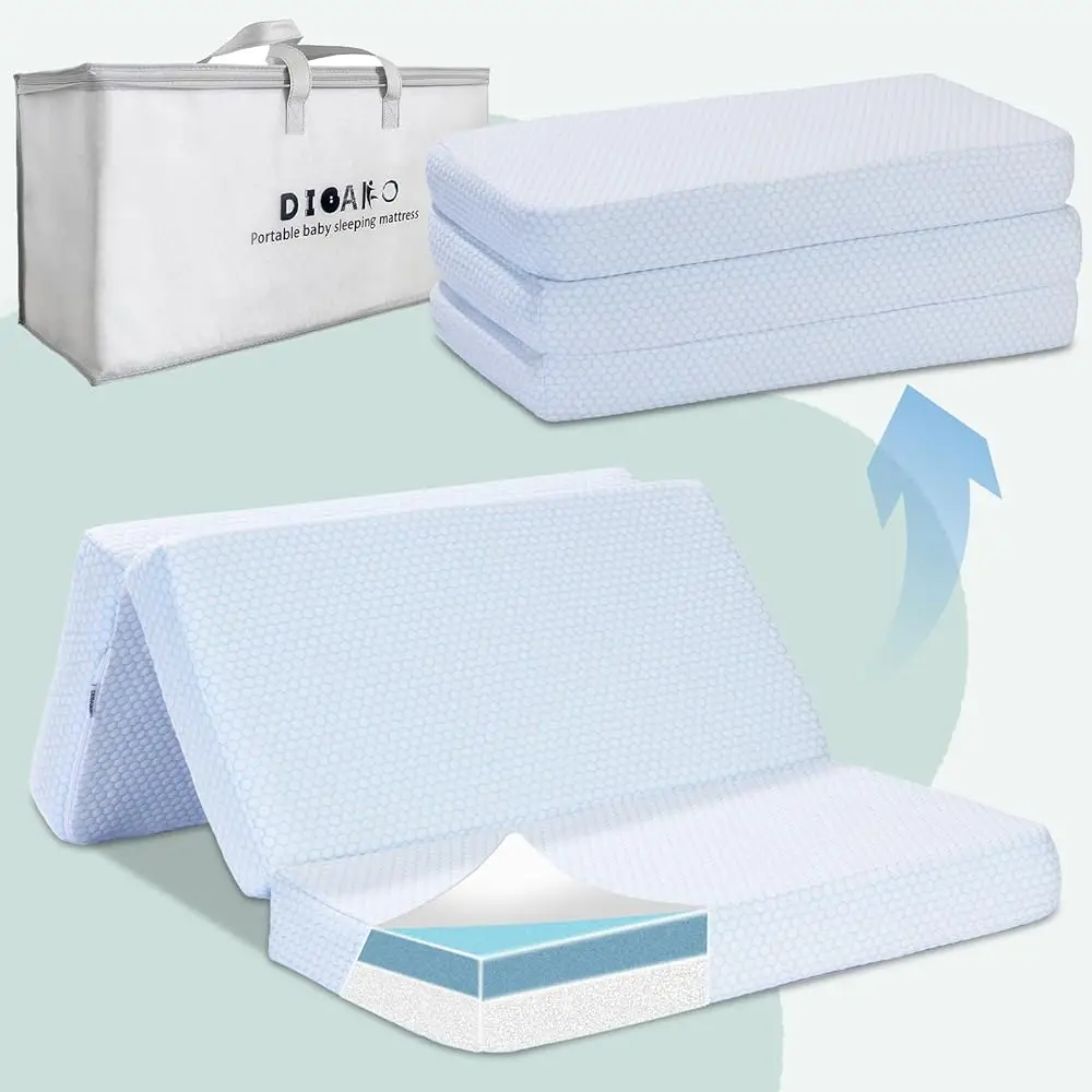 

Trifold Pa And Play Mattress,38""X26"" Dual Sided Soft & Firm Memory Foam Pa N Play Mattresses Topper For Baby And Toddler,