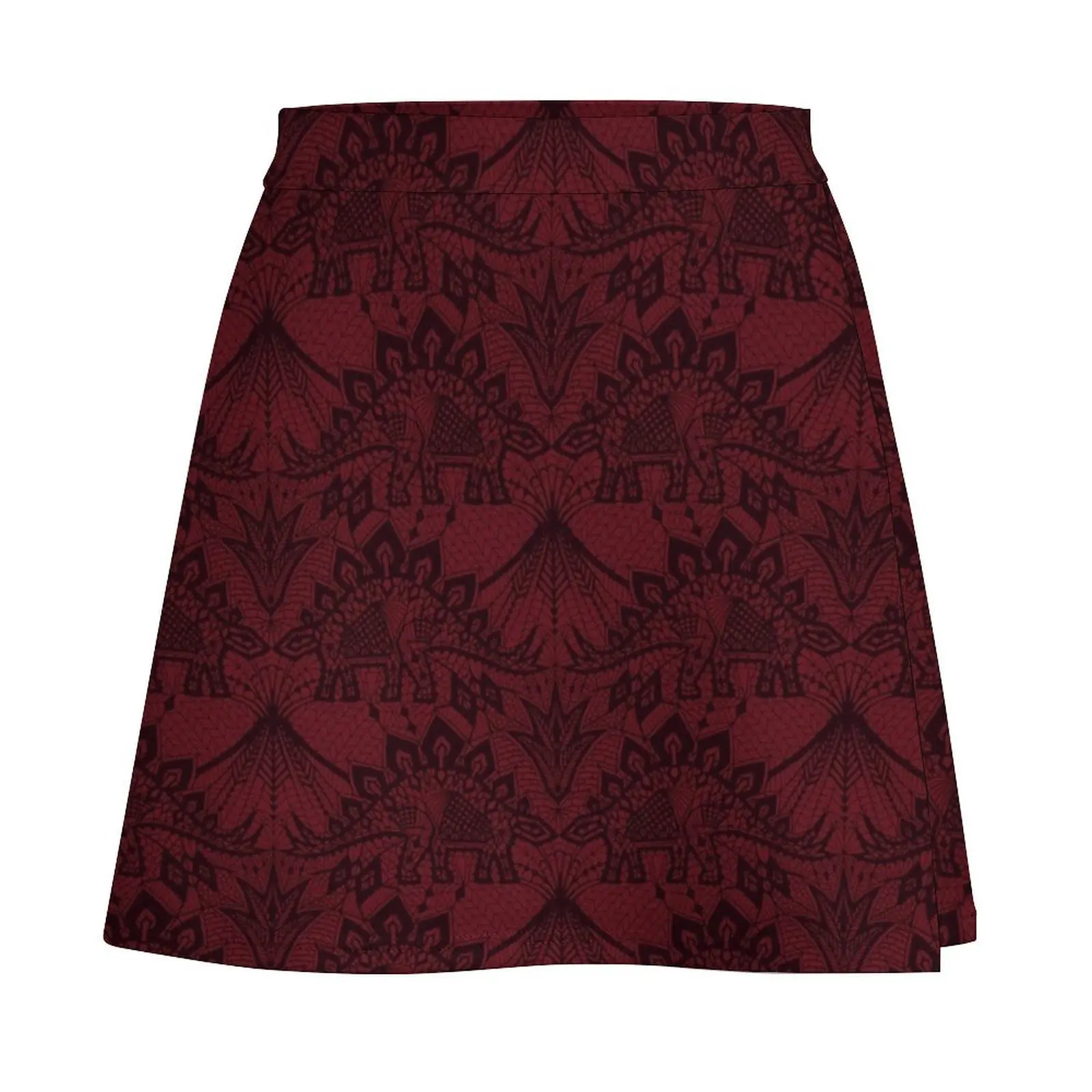 Stegosaurus Lace - Burgundy Mini Skirt Women's clothing skirts summer 2025 woman Mini Skirt