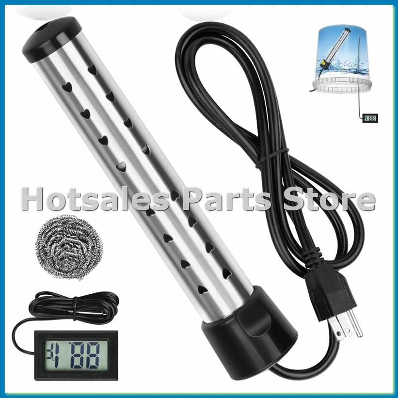 

Погружной водонагреватель, портативный нагреватель для ведер мощностью 1500 Вт с защитой из нержавеющей стали 304, электрический водонагреватель с вилкой стандарта США - A33R