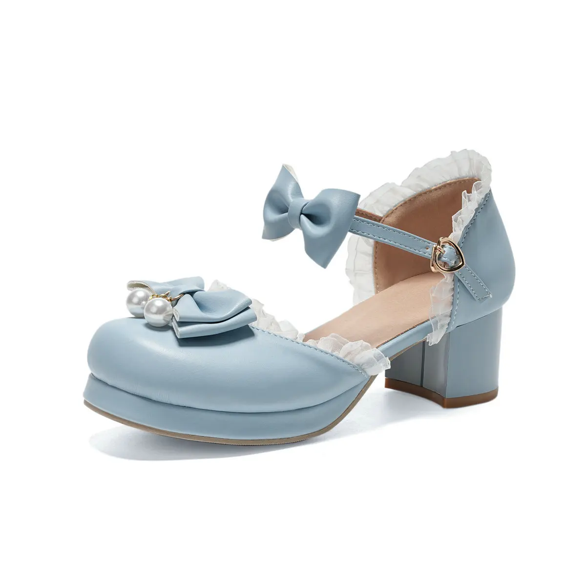 

Весенне-летние женские босоножки на среднем каблуке с галстуком-бабочкой и оборками, кружевные туфли-лодочки в стиле Лолиты, милые туфли принцессы с ремешком на щиколотке