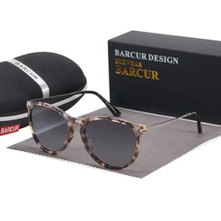 BARCUR Classic Design Sunglasses for Men Fashion Polarized Lens Plastic Titanium Frame Retro Women Round Sun Glasses UV400