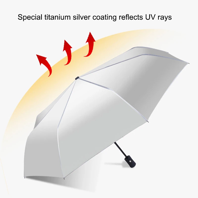 Business Titanium silver Umbrella Men Windproof 10K Automatic Reverse Reflective Folding Umbrellas Rain Women Golf Parasol