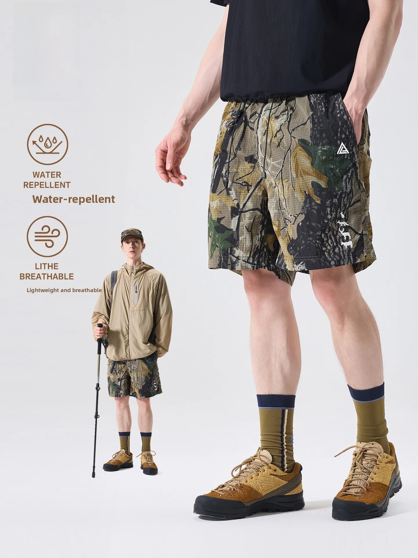 LAZY DAY Outdoor Quick Dry Lightweight Breathable Men's Sport Shorts Summer Cool Feeling Five-Quarter Length Hiking Mountain ...