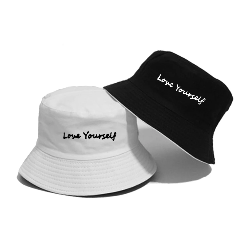 Design Personality Font Embroidery Cotton LoveYourself  Fisherman Cap Summer Outdoor Unisex Sun Protection Panama Bucket Hat Yc3