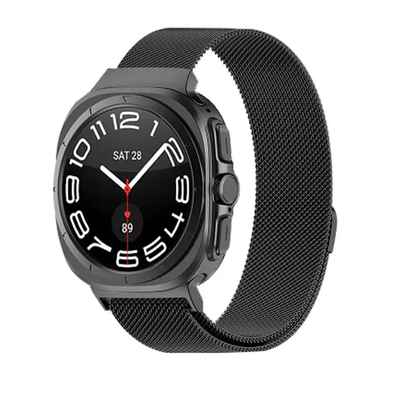 For Samsung Galaxy Watch 7 Ultra LTE Stainless Steel Strap Samsung Watch 7 Ultra 47mm Milan Magnetic Bracelet Protective Case
