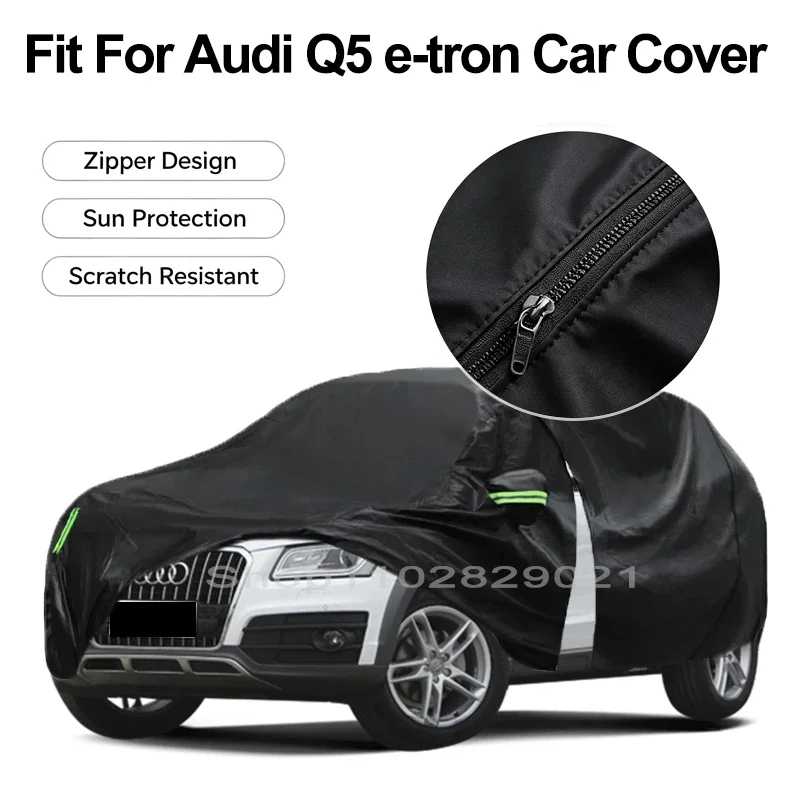 Zipper Door Waterproof Car Cover For Audi Q5 Windproof Dustproof UV Protection All Weather Auto Protector