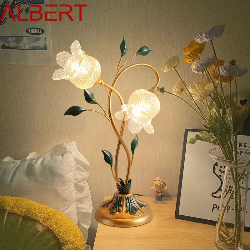 ALBERT Contemporary Table Lamp French Pastoral LED Creative Flower Living Room Bedroom And Study Home Decoration Desk Lamp