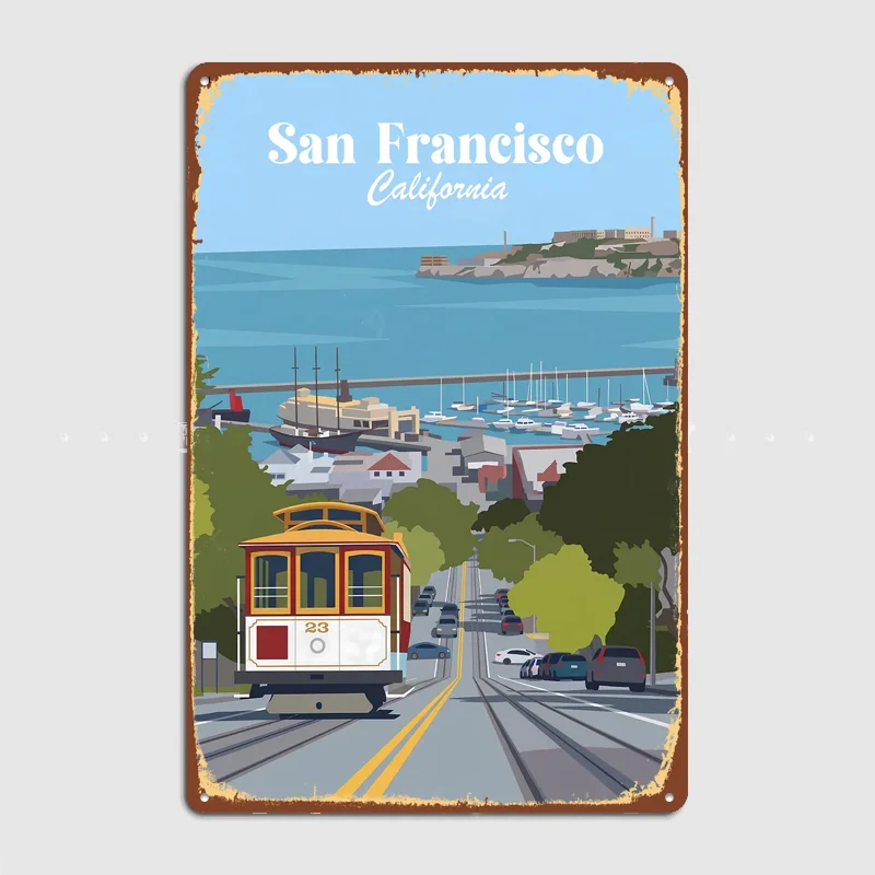 San Francisco Travel Poster Metal Posters Living Sign Indoor Outdoor Room Decoration Home Bar Decor Wall Decor