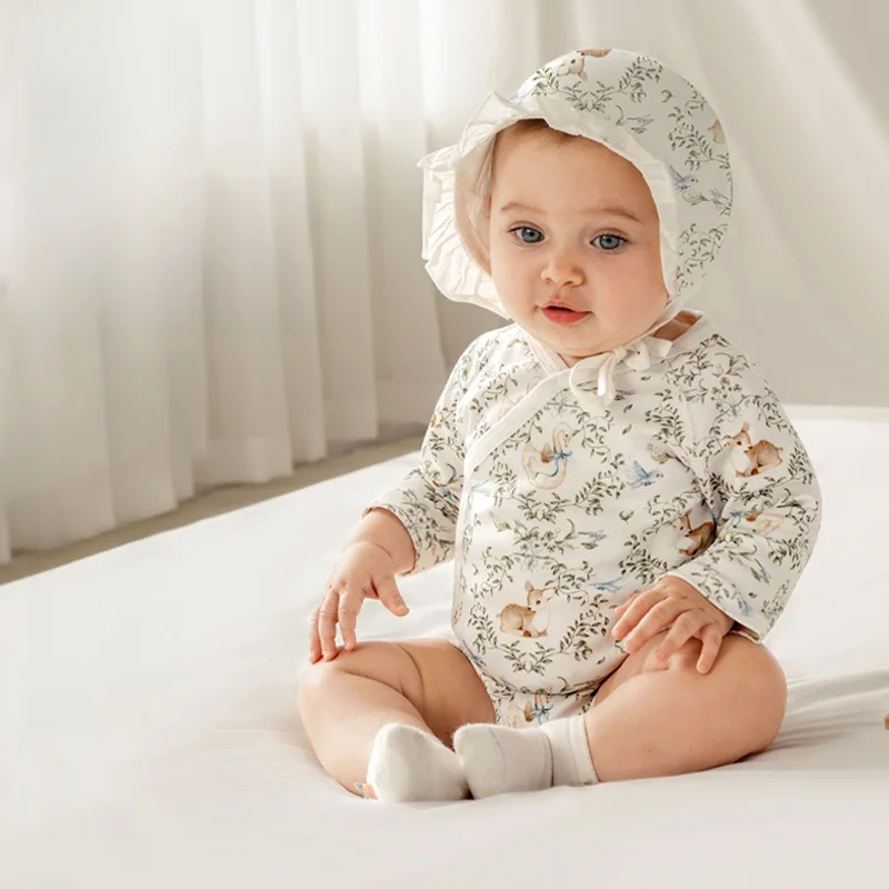 

Детский хлопковый комбинезон OUYUN с длинным рукавом, осенне-зимний ромпер для младенцев, унисекс, для ползания