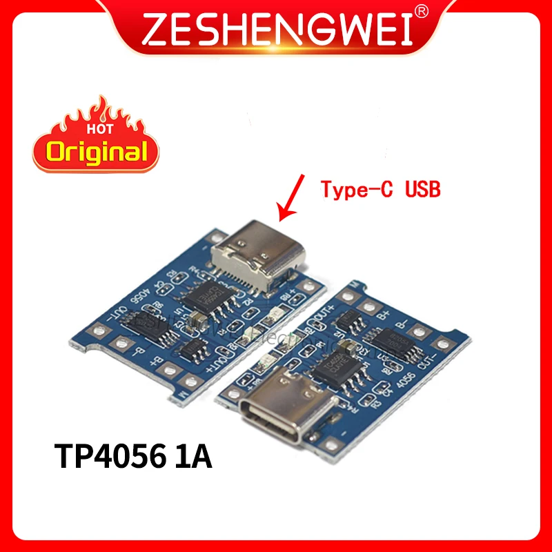 2PCS TP4056 1A Lithium Battery Charging Board Module Type - C USB Charging Protection Dual Function Module