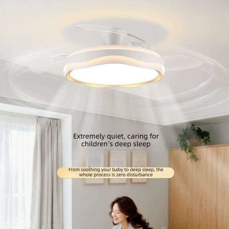 Invisible Ceiling Fan Light Fixture for Dining Room Bedroom Dual Use Variable Speed Silent Operation