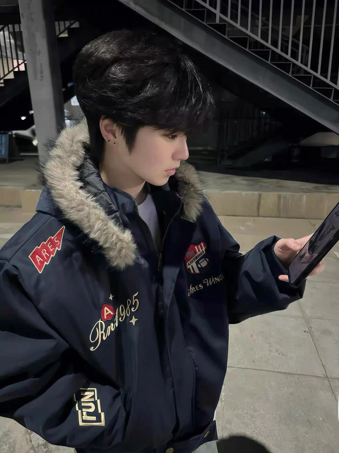 

Хлопковый дэт в стиле ретро с американской вышивкой Bae Mountaintop Eagle, мужской и женский зимний теплый джат для пар