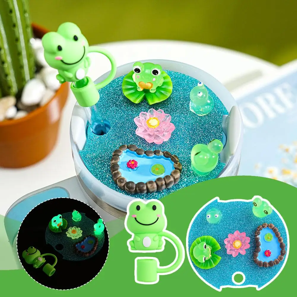 Silicone Leak Stopper For 40oz Ice Bullion Frog Pond Style Brand Name Cute Noctilucence Dust Proof Straw Cap Water Cup Accessory