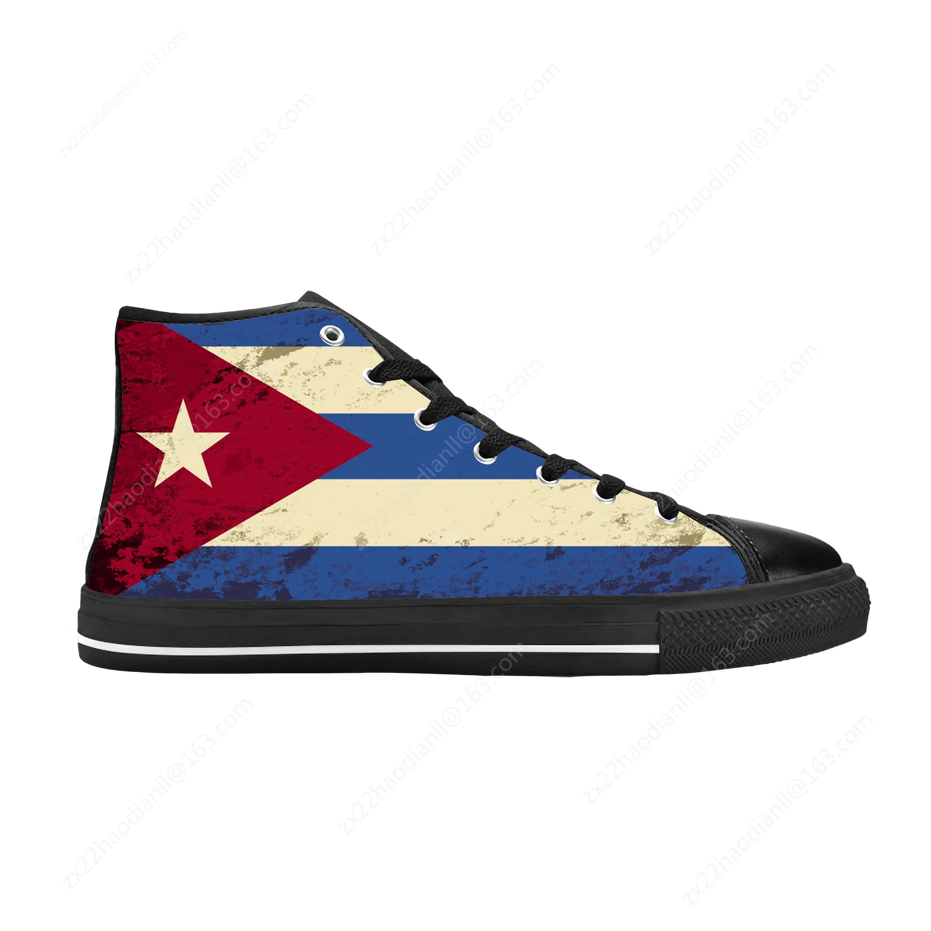 Hot Cuba Cuban Flag Patriotic Pride Funny Fashion Casual Cloth Shoes High Top Comfortable Breathable 3D Print Men Women Sneakers